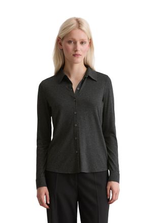 Marc O'Polo Blusenshirt MARC OPOLO, Damen, Gr. S, night grau melange, Single Jersey, Obermaterial: 94% Viskose, 6% Elasthan, Basic, regular fit h&uuml;ftlang, hoch ges