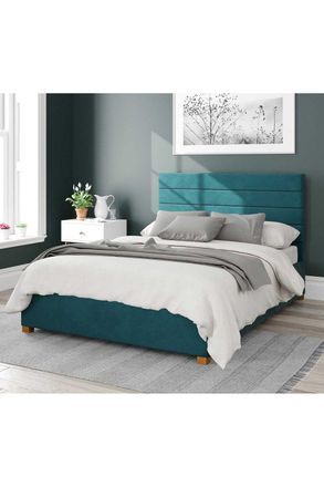 Aspire Home Accents Kelly Upholstered Ottoman Storage Bed, Plush Velvet Fabric in Emerald | Size: Super King