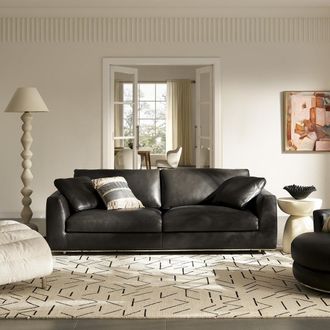 Castlery Gray Top Grain Leather Sofa | Hamilton by Castlery, Black Leather, Modern Design