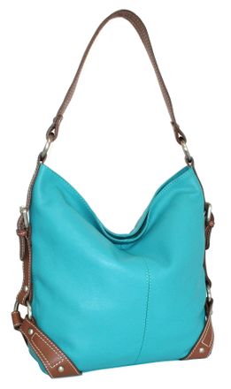 Nino Bossi Leather Bucket Bag in Turquoise