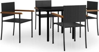 vidaXL 5 Piece Garden Dining Set Black vidaXL