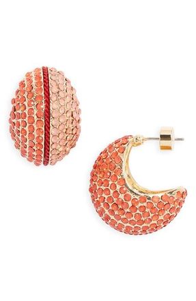 Nordstrom Pav&eacute; Orb Huggie Hoop Earrings in Orange Multi- Gold at Nordstrom