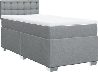 vidaXL Vidaxl - Cama Box Spring Con Colch&oacute;n Tela Gris Claro 90x200 Cm