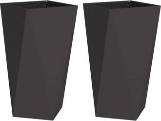 vidaXL Jardinera 2 Pcs Negro 40 X 40 X 75 Cm Acero Vidaxl