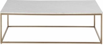 Maisons du monde Mesa de centro de mármol blanco y metal color latón L.110