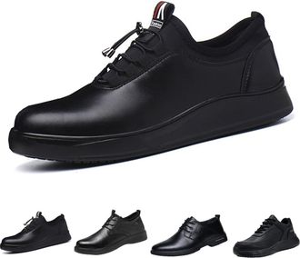 Generic Non-Slip Waterproof Kitchen Chef Shoes | Lightweight Nursing Garden Clogs | Classic Leather Work Shoes for Food Service(Black B,10.5)