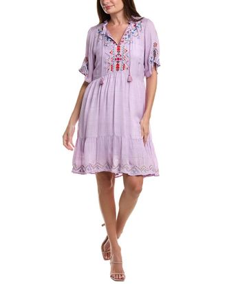 Johnny Was Flutter Sleeve Tiered Dress