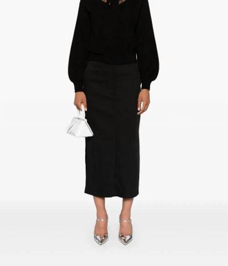 Twin-Set Knitted Sweater With Lace Top In Black