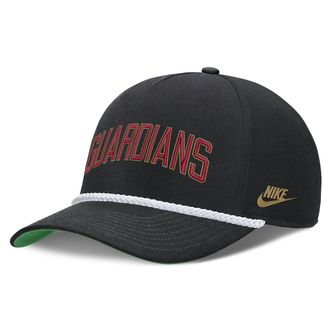 Nike Cleveland Guardians Rise Nike Mens MLB Adjustable Hat in Black | NB4508ZEGUA-D8K