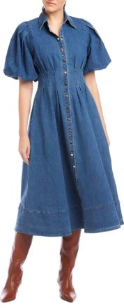 Fifteen Twenty Esme Midi Shirtdress In Denim