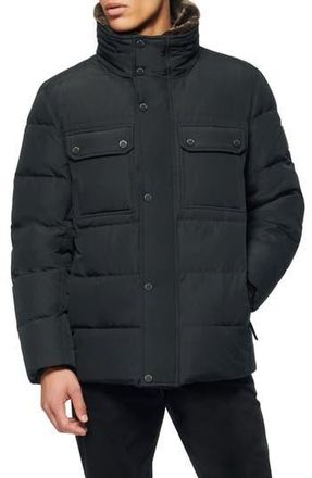 Andrew Marc Godwin Water Resistant Puffer Coat with Faux Fur Collar in Black at Nordstrom Rack, Size Xx-Large