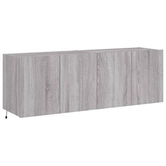 Berkfield Home TV Wall Cabinets with LED Lights 2 pcs Grey Sonoma 60x35x41 cm | Size: 60 x 35 x 41 cm