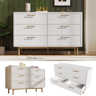 Matteo Sideboard Cabinet for Living Room, Chest of Drawers with 6 drawers in White