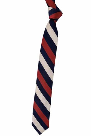 Robert Talbott Mens Regimental Self-Lined Woven Silk Faille Tie In Navy, Red, And Champagne Beltonians