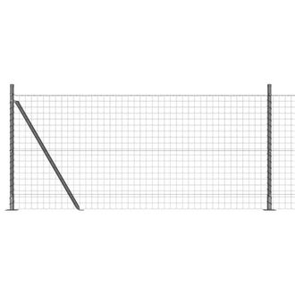 Berkfield Home Euro Fence with 7 Flanged Posts 1x10 m Galvanised Steel in Silver