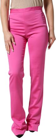 Versace Pink Viscose High Waist Straight Casual Trouser Womens Pants