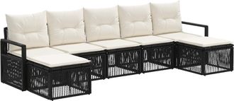 vidaXL Conjunto De Sof&aacute;s De Jard&iacute;n 7 Uds. Negro Rat&aacute;n Sint&eacute;tico Vidaxl