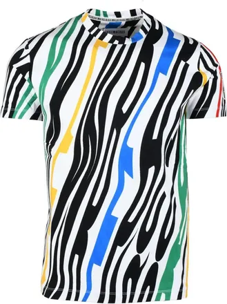 Dirk Bikkembergs Multicolor Abstract Stripe Crew Neck T-Shirt