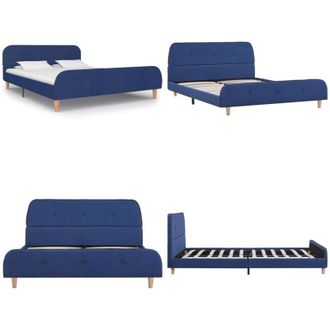 vidaXL Giroletto senza Materasso Blu 140x200 cm in Tessuto - Giroletto in ferro - Giroletto in tessuto