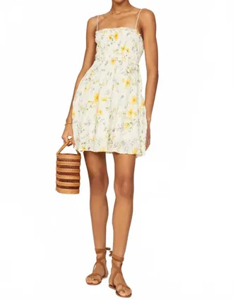 Kivari Womens Adaline Strappy Elastic Mini Dress In Yellow Floral