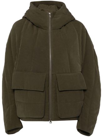 GOEN.J quilted hood puffer jacket - women - Modal/Polyester/Polyester/Polyester - M - Green