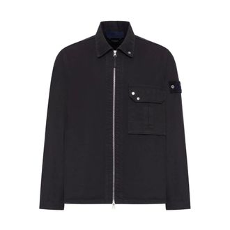 Stone Island Light Jackets, male, Black, Size: L Stone Island Coats Black