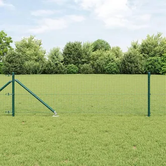 Berkfield Home Welded Wire Fence with 13 Spike Posts Green 0.5x25 m Steel