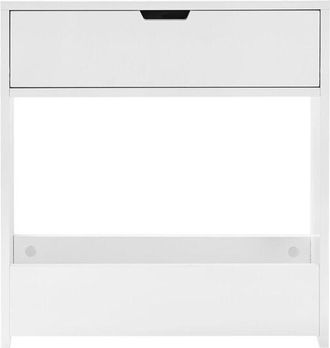 SoBuy Mobiletto da bagno Portaoggetti Bagno Portarotolo e Portascopino Mobiletto salvaspazio con 1 ripiano aperto e 1 cassettiera, 55x20x60cm BZR48-W