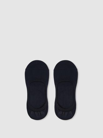 Reiss Rafi Loafer Socks Cotton Plain, Navy Size: M & L