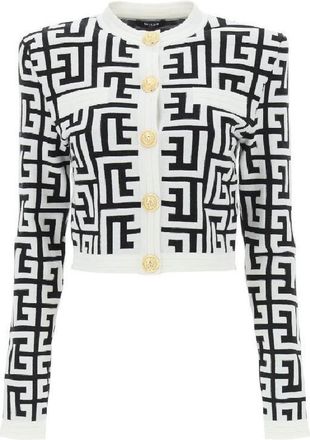 Balmain Monogram Kniited Cardigan, Brand Size 38 (US Size 6)