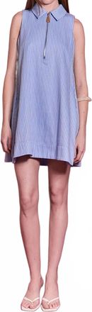 English Factory Zip-Front Collared Sleeveless Mini Dress In Striped
