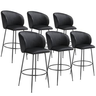 TecTake Bar Stool Luana Black/Black Set Of 6 in Black