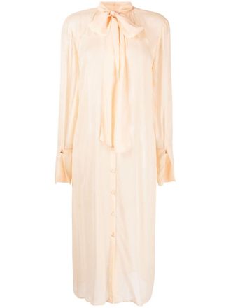 Patrizia Pepe semi-sheer buttoned shirt dress - women - Viscose - 38 - Neutrals