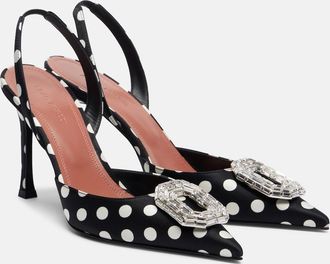 Amina Muaddi Camelia polka-dot satin slingback pumps
