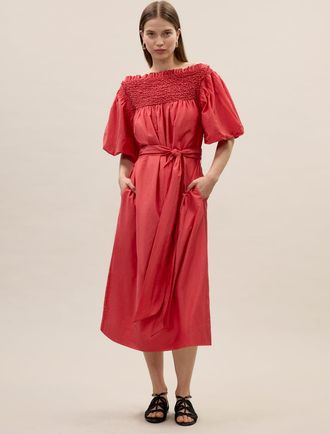 Rebecca Taylor Merrick Silk Cotton Midi Dress