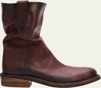 Miu Miu Foule Leather Mid-Calf Boots