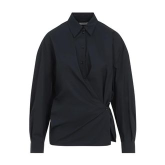 Christophe Lemaire Blouses, female, Black, Size: XS Straight Collar Twisted Shirt