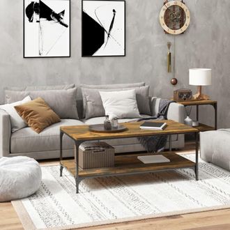 vidaXL Vidaxl - Mesa De Centro Madera Contrachapada Roble Ahumado 100x50x40 Cm