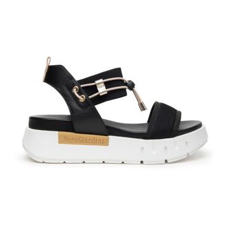 Nero Giardini Schoenen, Dames, Zwart, 39 EU, Leer, Platte Sandalen