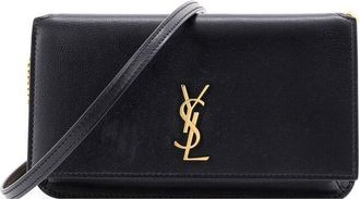 Saint Laurent Black Leather Classic Monogram Phone Holder Shoulder Bag (Authentic Pre-Loved)