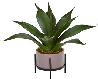 Nearly Natural 14-in Agave Succulent in Decorative Planter in Green at Nordstrom