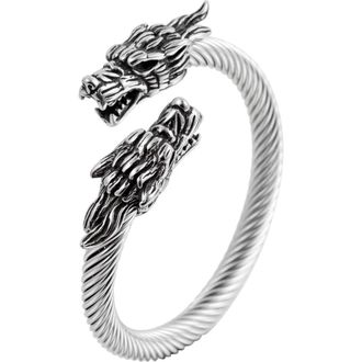 Eye Candy Los Angeles Double Dragon Titanium Silver Wire Bracelet at Nordstrom Rack