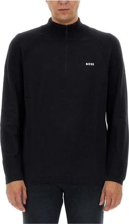 HUGO BOSS Perform-X Quarter-Zip Sweater - Heren - Coltruien - Blauw - XL - Katoen - Truien & Vesten