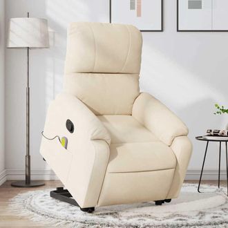 vidaXL Vidaxl - Sill&oacute;n Reclinable De Masaje Elevable Tela De Microfibra Beige