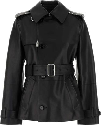 Burberry Zwart Leren Jas - Dames - Leren en Su&egrave;de Jassen - Zwart - XS - Leer - Jassen