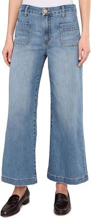 Kut from the Kloth Petite Meg High Rise Wide Leg With Patch Pockets Regular Hem Womens Jeans Totally : 10P 24, Cotton/Denim/Lyocell