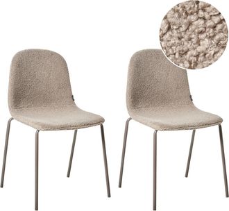 Beliani Conjunto de 2 sillas de conferencia boucl&eacute; gris pardo
