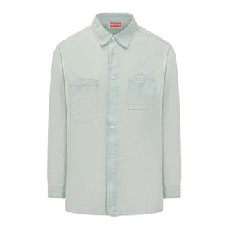Kenzo Workwear Shirt - Heren - Spijkeroverhemden - Blauw - XS - Katoen - Overhemden