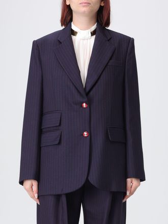 Elisabetta Franchi Blazer monopetto in misto lana con motivo gessato