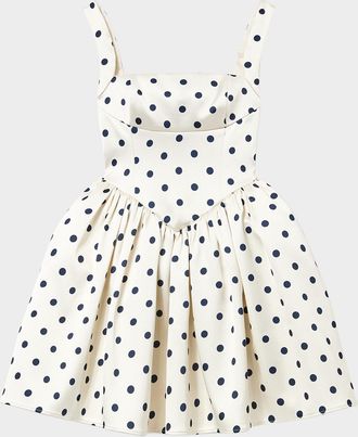 Self Portrait Polka Dot Satin Mini Dress